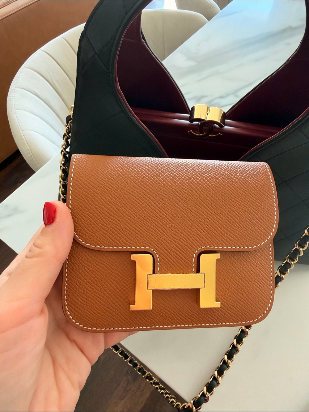 NWT Constance  slim wallet in gold with Gold Hardware